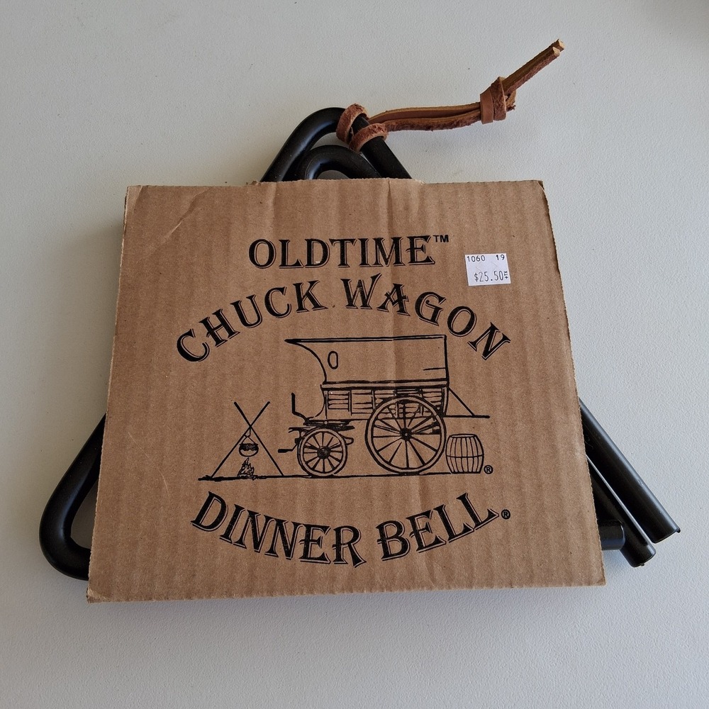 Oldtime Chuck Wagon Dinner Bell Triangle W/ Striker Western Camp Fire Decor 10"